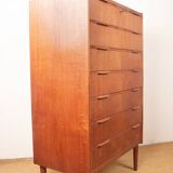 Large Danish chest of drawers, tallboy, 7 teak drawers by Henning Jørgesen.