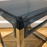 Plexiglas and blue chrome table