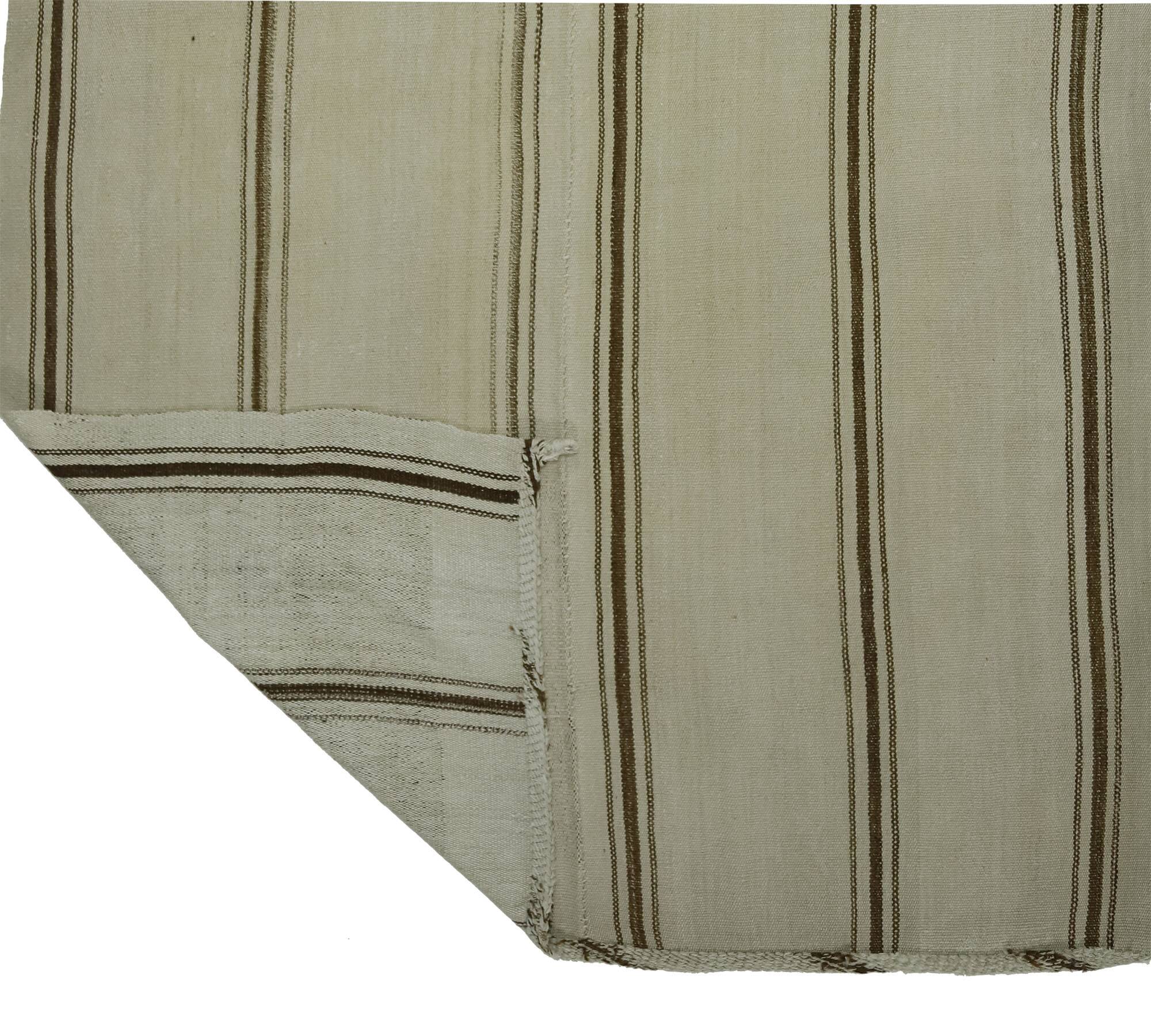 Turkish Kilim Konya Vintage 166x268 cm Beige Minimalist Stripes
