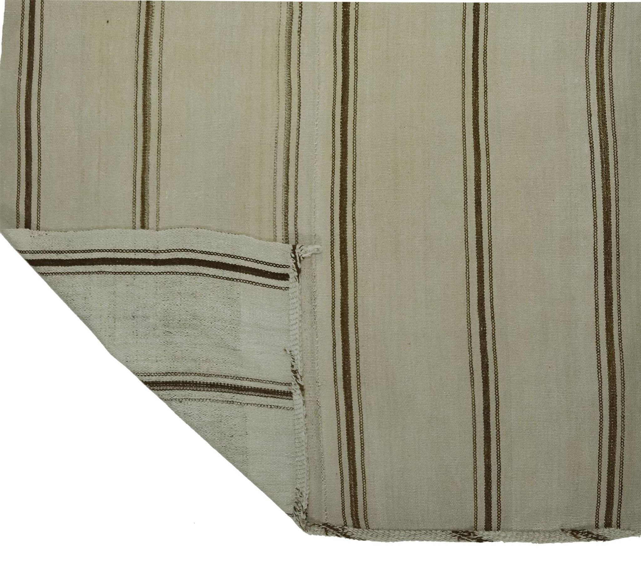 Turkish Kilim Konya Vintage 166x268 cm Beige Minimalist Stripes