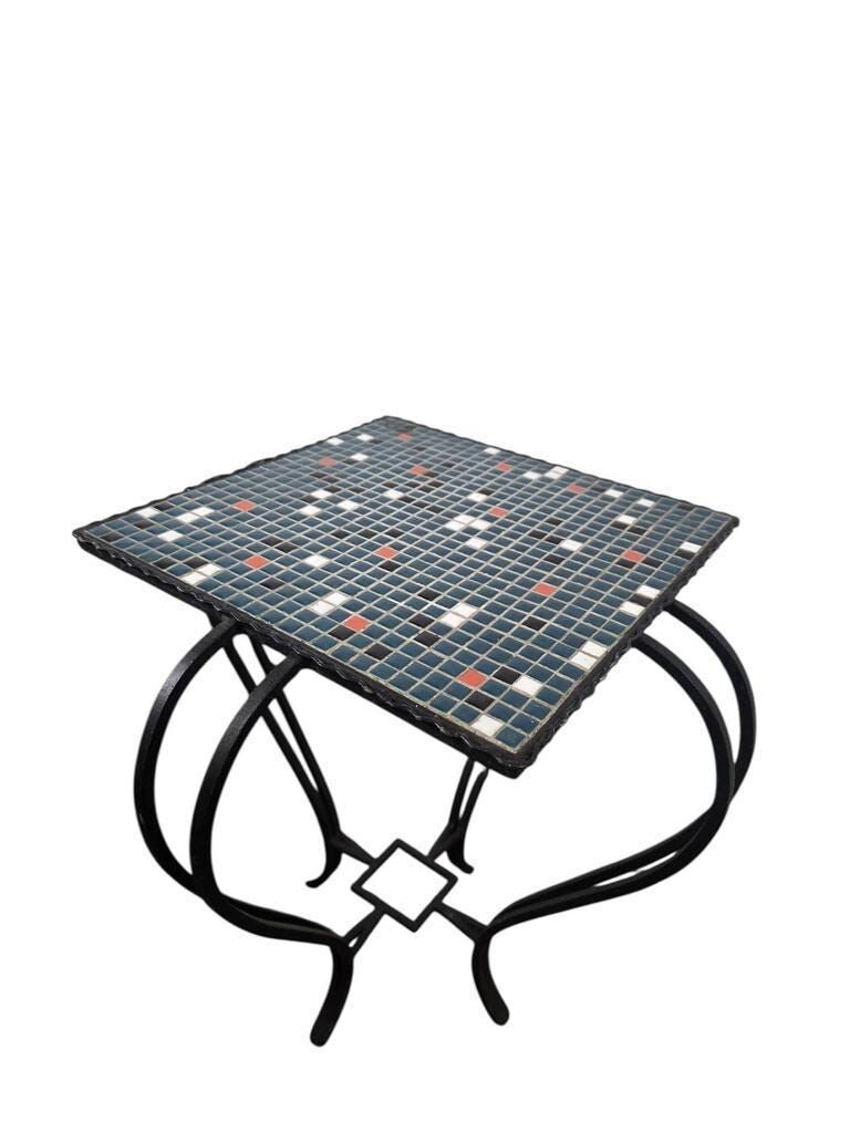 Vintage blue mosaic coffee table / plant table / side table