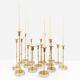 Set of 15 Scandinavian candle holders in brass and glass, Gunnar Ander, Ystad Met