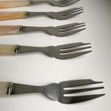 Set of 5 horn dessert forks 60s-70s