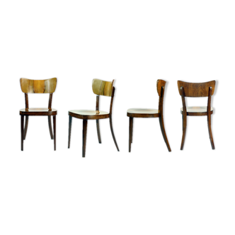 Lot de 4 chaises de noyer par Tatra, Tchécoslovaquie 1960