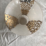 Glass vase with bands and golden patterns Vintage
