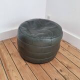 Pouf cuir vert bouteille