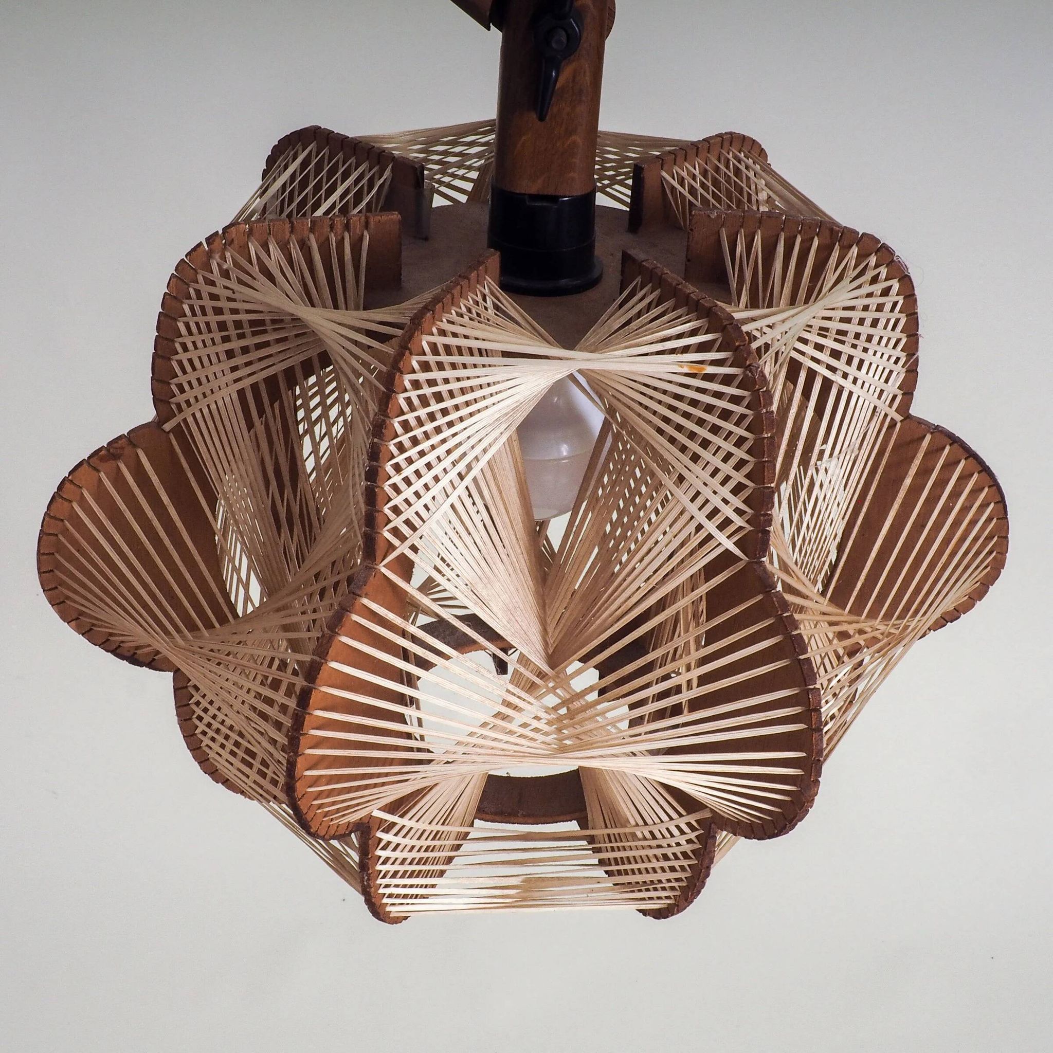 Vintage Danish floor lamp with woven shade