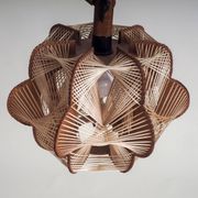 Vintage Danish floor lamp with woven shade