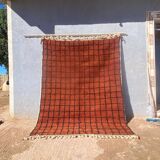 Handmade Moroccan Wool Rug – Authentic Berber Carpet with Geometric Grid Design