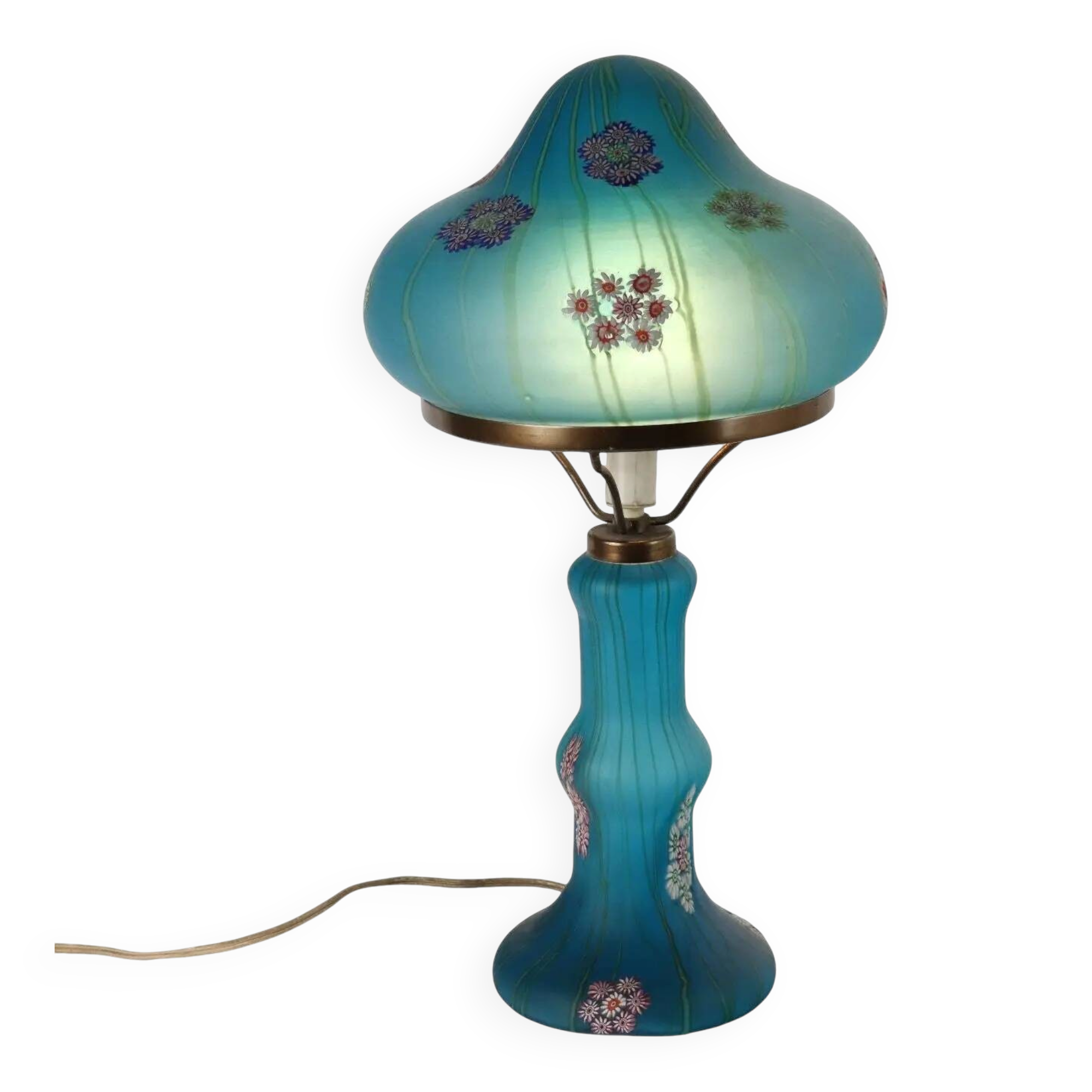 Lampe de table vintage années 1950 Millefiori par F.lli Toso en verre, Italie