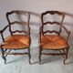 Set of 2 armchairs provencal style wood and straw