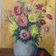 Painting the bouquet of flowers signed Lagier, canvas stretched on vintage frame