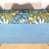 2-Seater Bench in Azure Blue Fabric – 1940s