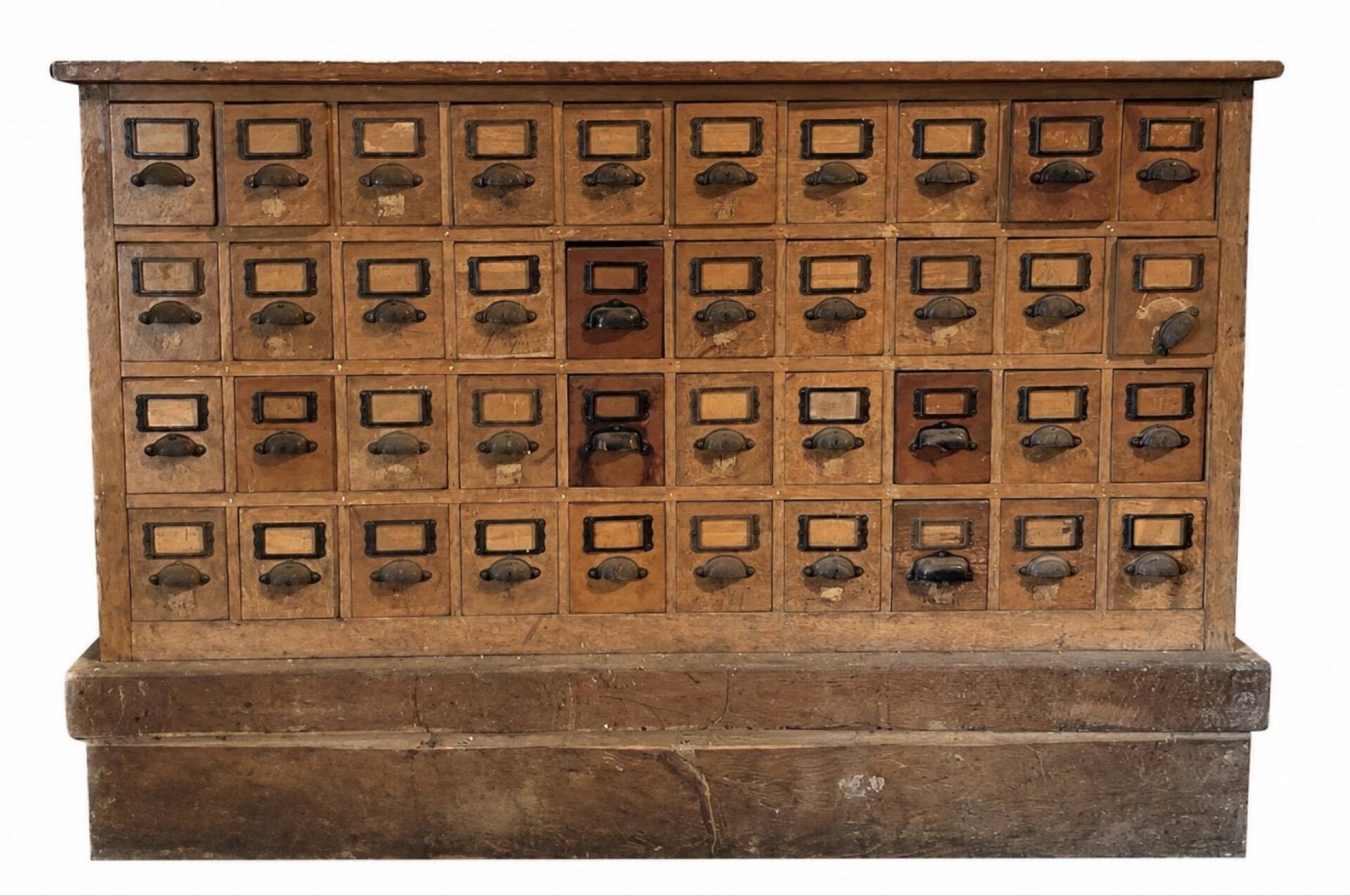 Banque d’épicier ancienne double face – 80 tiroirs –
