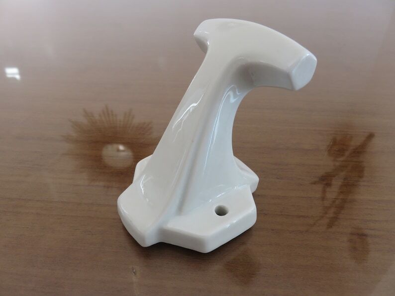Old coat hook in white porcelain art deco years 30 40