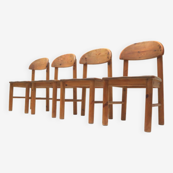 Set of 4 pine Rainer Daumiller dining room chairs made in the 1970s