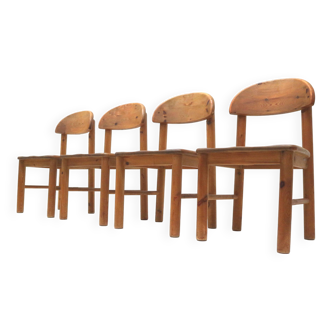 Set of 4 pine Rainer Daumiller dining room chairs made in the 1970s