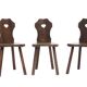 Set of 3 vintage brutalist mountain chairs, wooden chair, chalet