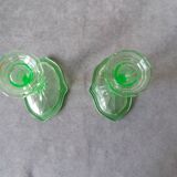 Pair of art deco candlesticks in molded pressed glass