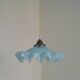 French Vintage 1930s Pale Blue Frilled Clichy Glass Lampshade Ceiling Light