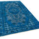 Tapis bleu anatolien sculpté à la main des années 1970 172 cm x 289 cm