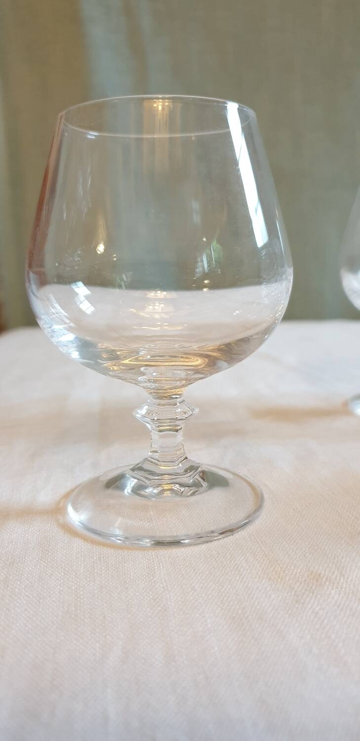 6 crystal cognac glasses