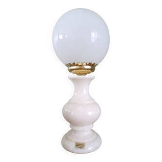 Alabaster and opaline lamp