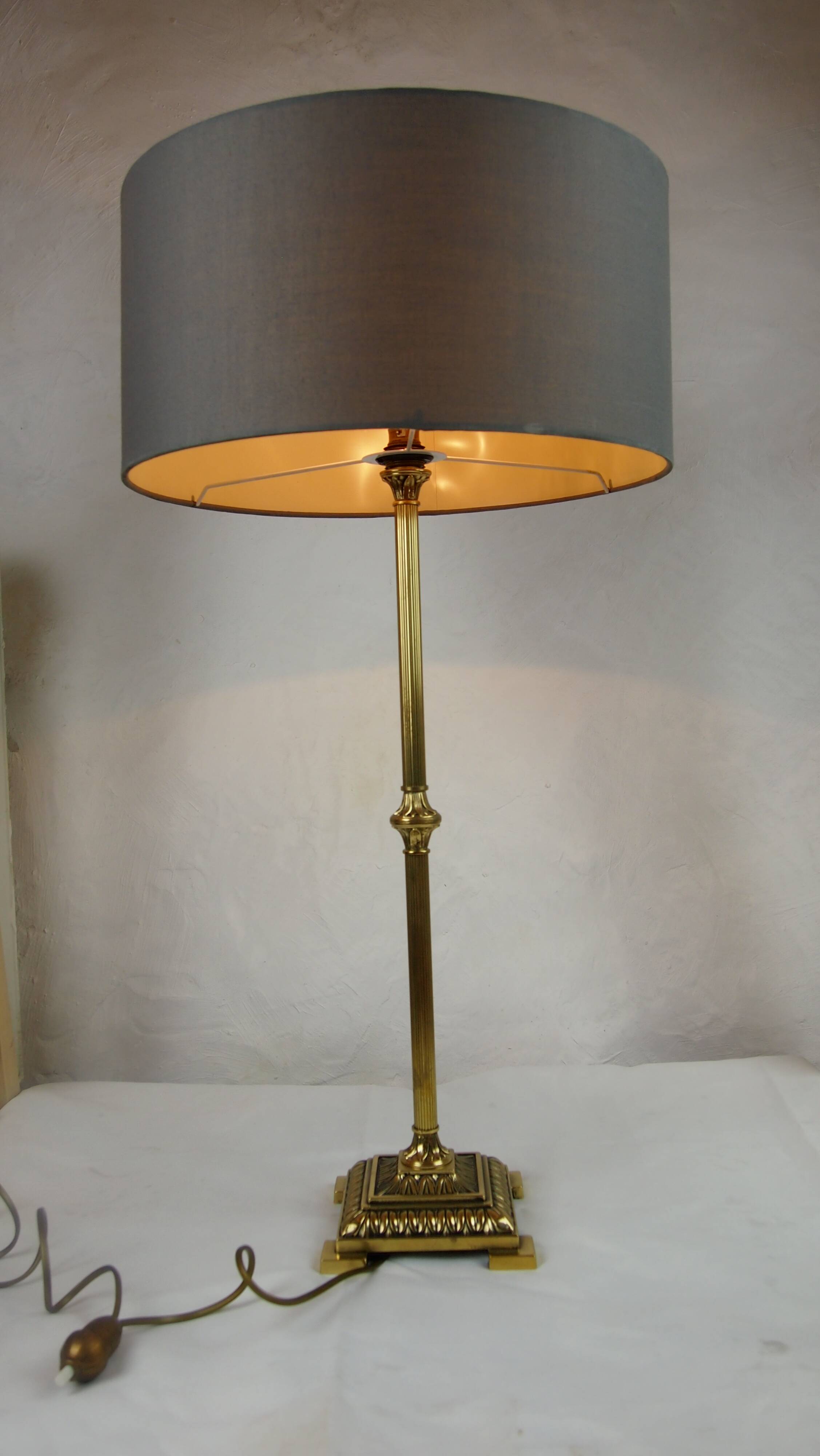 Empire Table/Desk Lamp, Antique Column, Neo-Classical, Gilded Bronze