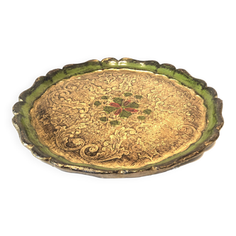 Green gold florentine tray