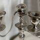 Paire de chandeliers métal argenté vintage 1960