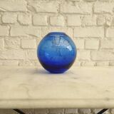 Vintage cobalt blue glass round vase