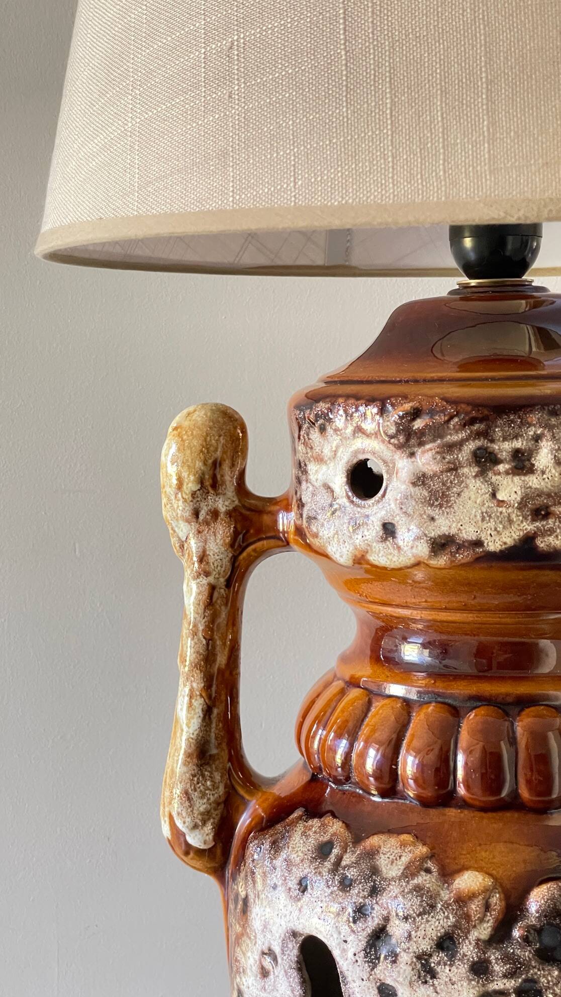Lamp ceramic fat lava double lighting 70s