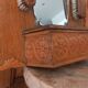 Vintage oak entrance mirror and its brushes - 1940s / 1950s
