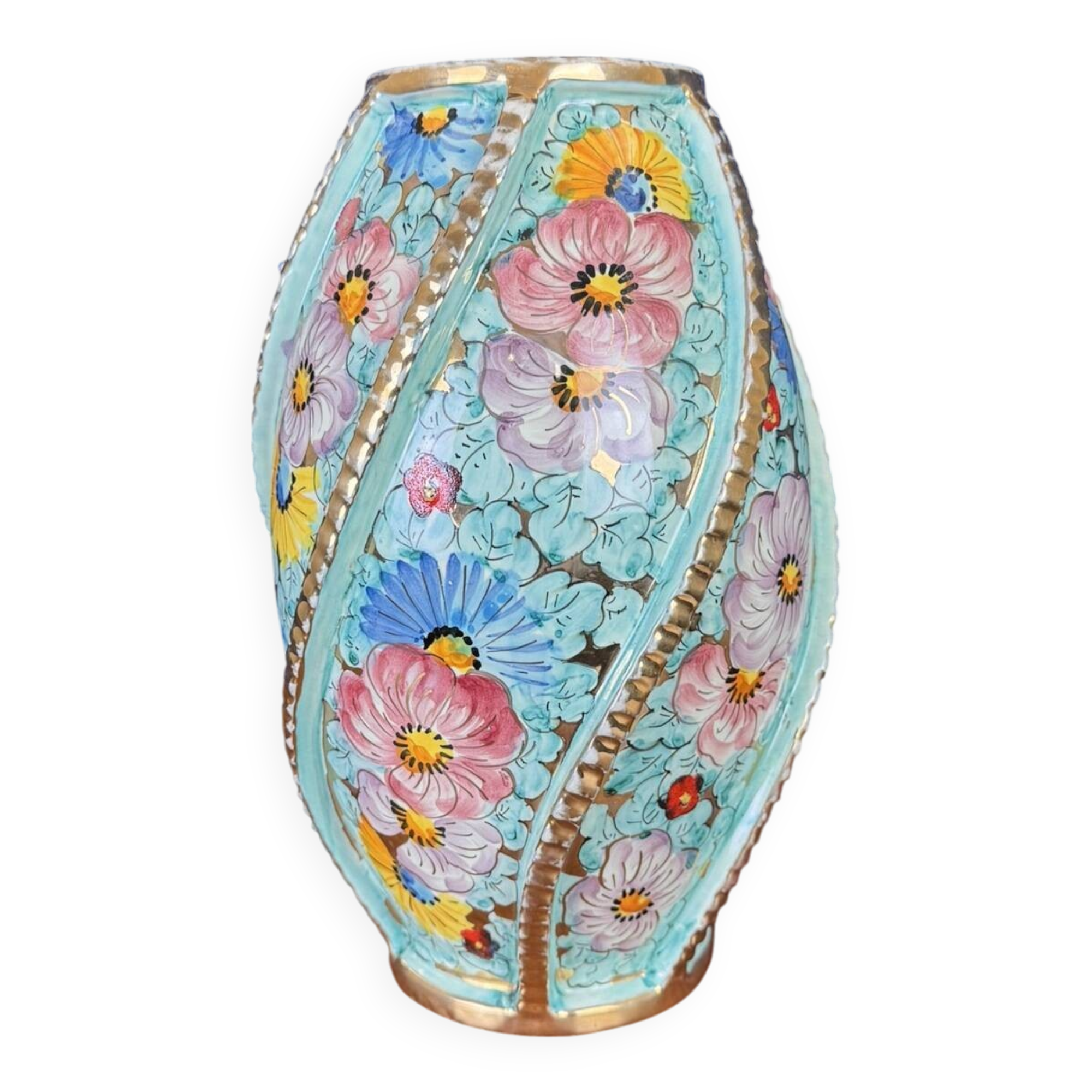 Santucci Deruta: large ceramic vase from the Art Deco period around 1940