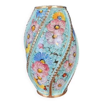 Santucci Deruta: large ceramic vase from the Art Deco period around 1940