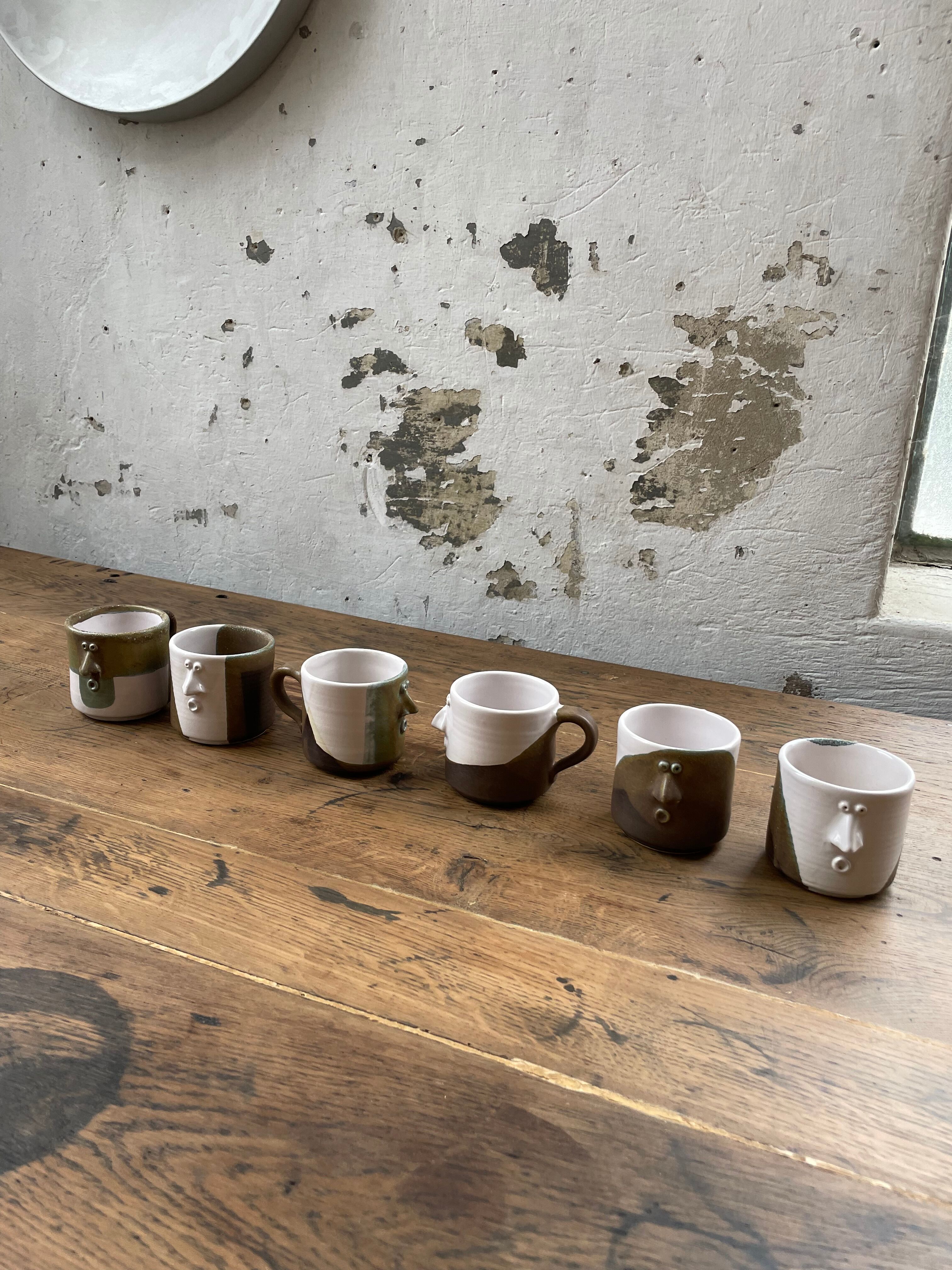 Anthropomorphic ceramic teapot, cups and bowl set