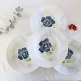 Set of 4 Digoin soup plates, Valentin pattern, French vintage, rustic, country