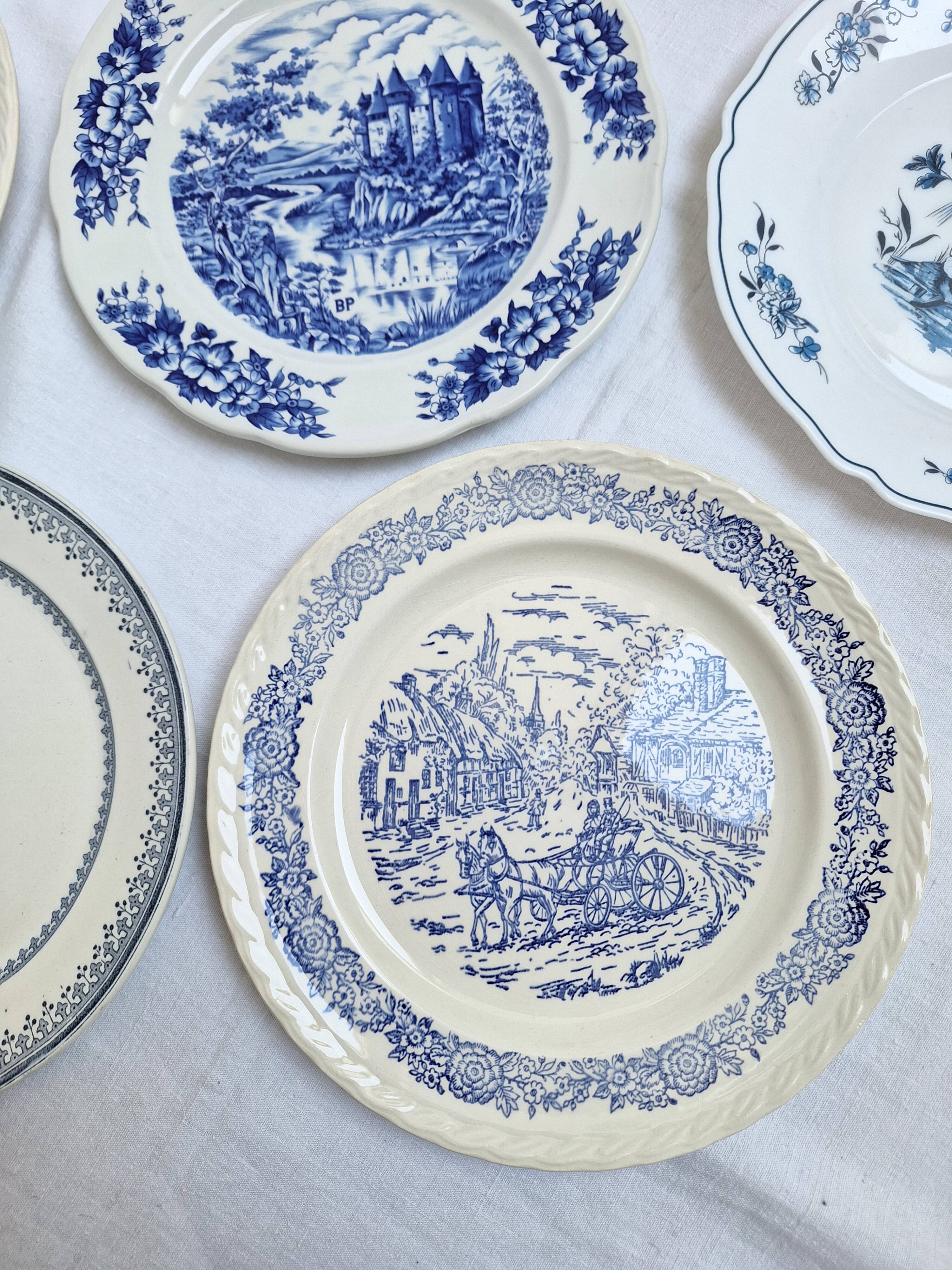 6 vintage flat plates