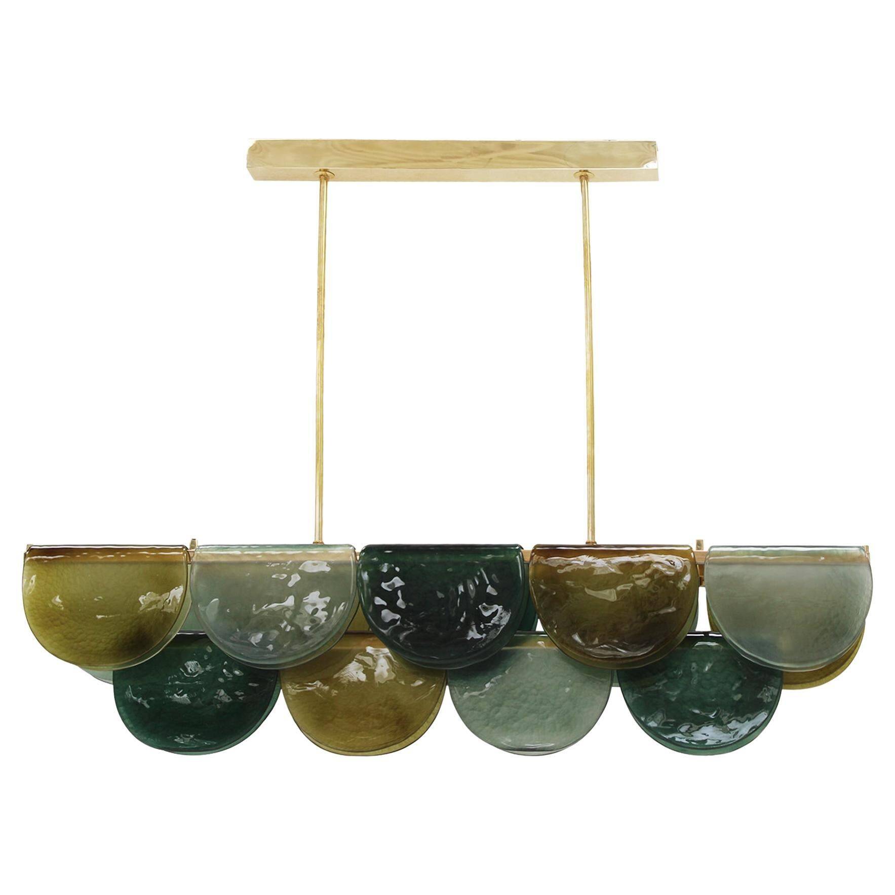 Lampe de plafond en verre de Murano allongée, Italie
