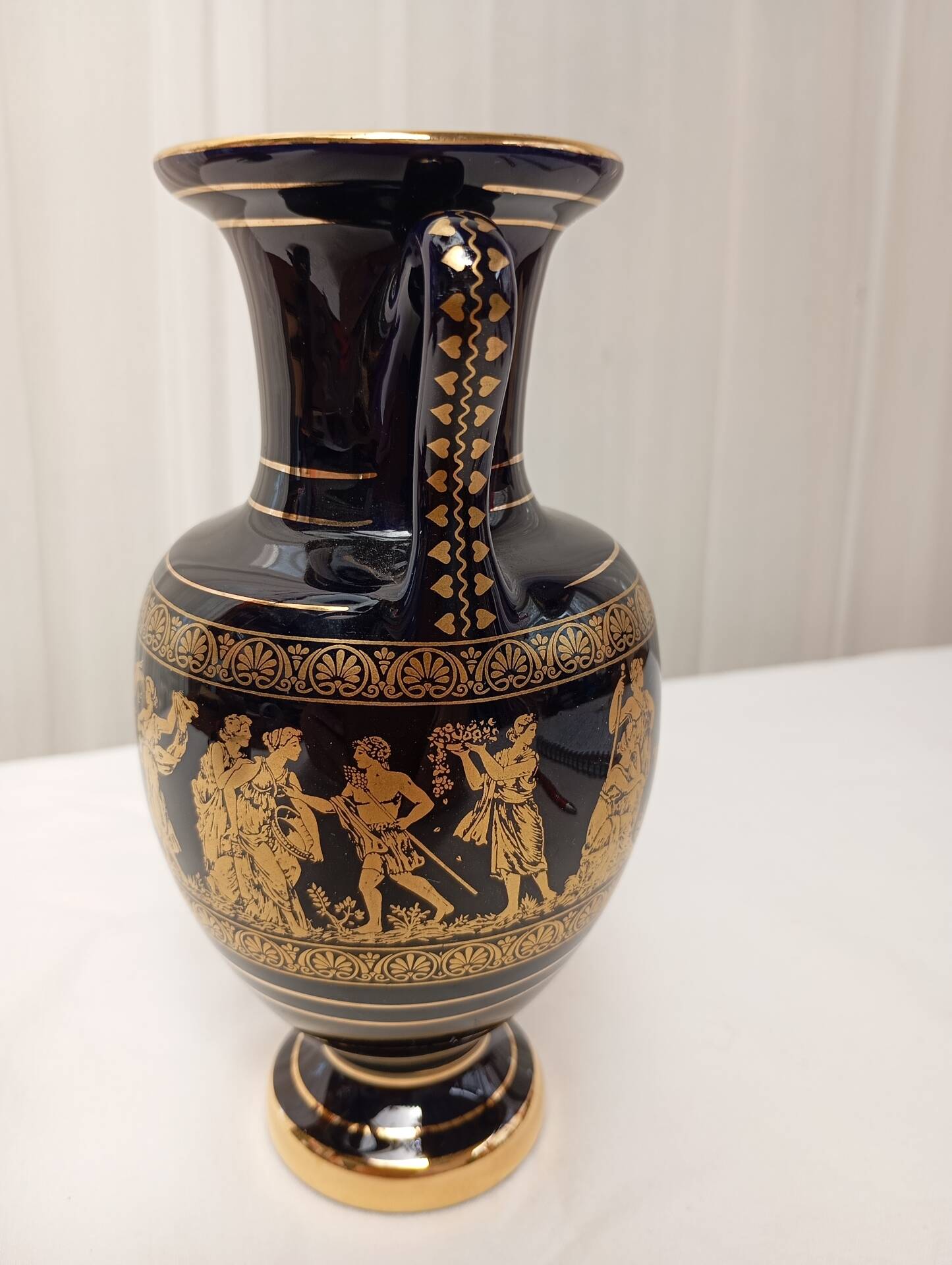 Vase miniature bleu cobalt et or 24 k