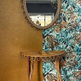 Ensemble miroir et console en bambou et rotin