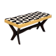 Midcentury Bench with Black, White and Yellow Fabric by Dedar, Italy, 1950s