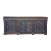 Large Gothic desk in solid oak from the 19th century.