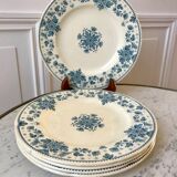 5 flat plates Terre de Fer Sarreguemines model "Estrèes" XIXth