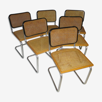 Ensemble de 6 chaises Cesca b32 Marcel Breuer vintage des années 70