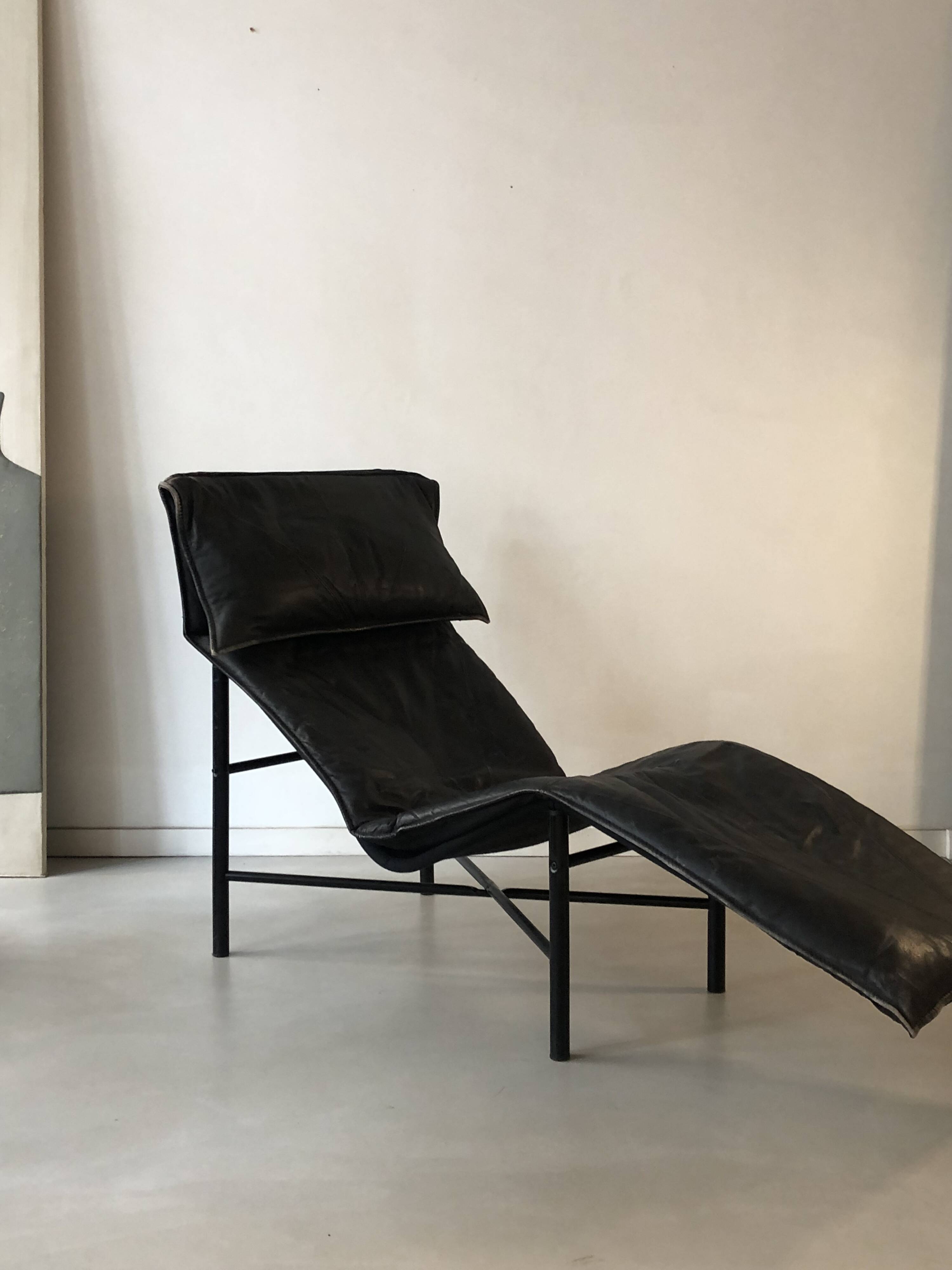 Fauteuil "Skye" en cuir noir, Ikea 1987