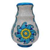 Glazed earthenware vase, floral/sun decoration, Catteau, Boch
