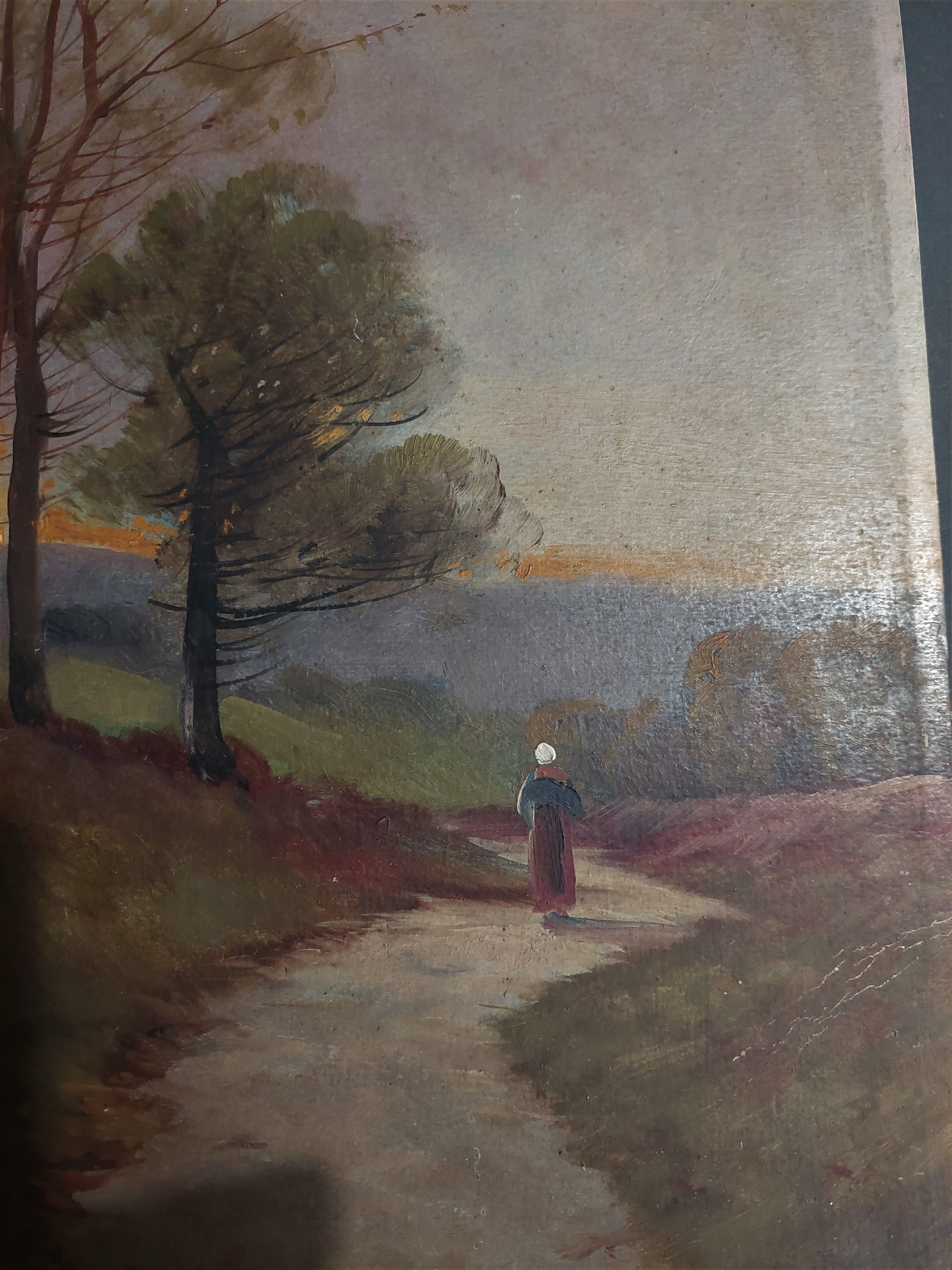 Painting oil on cardboard landscape