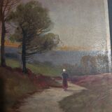 Painting oil on cardboard landscape