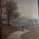 Painting oil on cardboard landscape